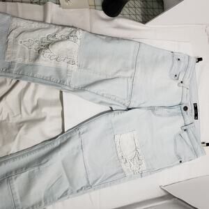 Tru Luxe Jeans Laced Stripe Patch Embroidered Skinny Jeans Size 6